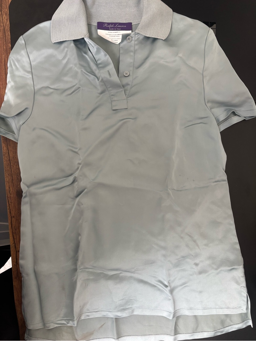 Ralph Lauren Purple Label - Unisex Pale Blue Silk Polo Shirt